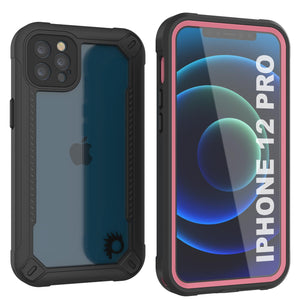 iPhone 12 Pro Waterproof IP68 Case, Punkcase [pink]  [Maximus Series] [Slim Fit] [IP68 Certified] [Shockresistant] Clear Armor Cover with Screen Protector | Ultimate Protection (Color in image: pink)