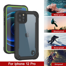Cargar imagen en el visor de la galería, iPhone 12 Pro Waterproof IP68 Case, Punkcase [Green]  [Maximus Series] [Slim Fit] [IP68 Certified] [Shockresistant] Clear Armor Cover with Screen Protector | Ultimate Protection 
