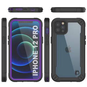 iPhone 12 Pro Waterproof IP68 Case, Punkcase [Purple]  [Maximus Series] [Slim Fit] [IP68 Certified] [Shockresistant] Clear Armor Cover with Screen Protector | Ultimate Protection (Color in image: blue)