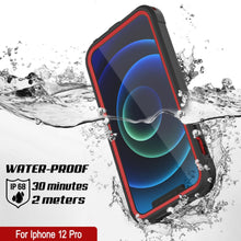 Cargar imagen en el visor de la galería, iPhone 12 Pro Waterproof IP68 Case, Punkcase [red]  [Maximus Series] [Slim Fit] [IP68 Certified] [Shockresistant] Clear Armor Cover with Screen Protector | Ultimate Protection (Color in image: black)

