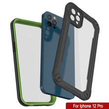 Cargar imagen en el visor de la galería, iPhone 12 Pro Waterproof IP68 Case, Punkcase [Green]  [Maximus Series] [Slim Fit] [IP68 Certified] [Shockresistant] Clear Armor Cover with Screen Protector | Ultimate Protection (Color in image: black)
