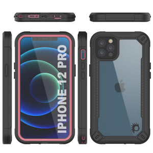 iPhone 12 Pro Waterproof IP68 Case, Punkcase [pink]  [Maximus Series] [Slim Fit] [IP68 Certified] [Shockresistant] Clear Armor Cover with Screen Protector | Ultimate Protection (Color in image: purple)