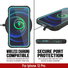 Cargar imagen en el visor de la galería, iPhone 12 Pro Waterproof IP68 Case, Punkcase [teal]  [Maximus Series] [Slim Fit] [IP68 Certified] [Shockresistant] Clear Armor Cover with Screen Protector | Ultimate Protection (Color in image: black)
