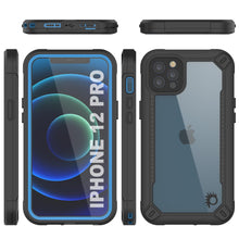 Cargar imagen en el visor de la galería, iPhone 12 Pro Waterproof IP68 Case, Punkcase [Blue]  [Maximus Series] [Slim Fit] [IP68 Certified] [Shockresistant] Clear Armor Cover with Screen Protector | Ultimate Protection (Color in image: black)
