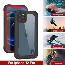 Cargar imagen en el visor de la galería, iPhone 12 Pro Waterproof IP68 Case, Punkcase [red]  [Maximus Series] [Slim Fit] [IP68 Certified] [Shockresistant] Clear Armor Cover with Screen Protector | Ultimate Protection 

