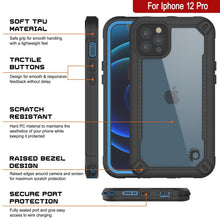 Cargar imagen en el visor de la galería, iPhone 12 Pro Waterproof IP68 Case, Punkcase [Blue]  [Maximus Series] [Slim Fit] [IP68 Certified] [Shockresistant] Clear Armor Cover with Screen Protector | Ultimate Protection (Color in image: teal)
