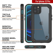 Cargar imagen en el visor de la galería, iPhone 12 Pro Waterproof IP68 Case, Punkcase [teal]  [Maximus Series] [Slim Fit] [IP68 Certified] [Shockresistant] Clear Armor Cover with Screen Protector | Ultimate Protection (Color in image: green)
