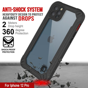 iPhone 12 Pro Waterproof IP68 Case, Punkcase [red]  [Maximus Series] [Slim Fit] [IP68 Certified] [Shockresistant] Clear Armor Cover with Screen Protector | Ultimate Protection (Color in image: white)