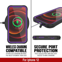 Cargar imagen en el visor de la galería, iPhone 12 Waterproof IP68 Case, Punkcase [Purple]  [Maximus Series] [Slim Fit] [IP68 Certified] [Shockresistant] Clear Armor Cover with Screen Protector | Ultimate Protection (Color in image: teal)
