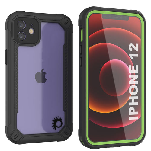 iPhone 12 Waterproof IP68 Case, Punkcase [Green]  [Maximus Series] [Slim Fit] [IP68 Certified] [Shockresistant] Clear Armor Cover with Screen Protector | Ultimate Protection (Color in image: green)