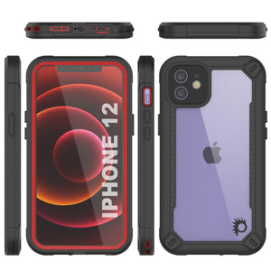 iPhone 12 Waterproof IP68 Case, Punkcase [red]  [Maximus Series] [Slim Fit] [IP68 Certified] [Shockresistant] Clear Armor Cover with Screen Protector | Ultimate Protection (Color in image: purple)
