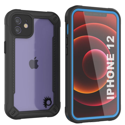iPhone 12 Waterproof IP68 Case, Punkcase [Blue]  [Maximus Series] [Slim Fit] [IP68 Certified] [Shockresistant] Clear Armor Cover with Screen Protector | Ultimate Protection (Color in image: blue)