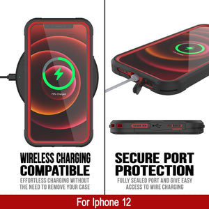 iPhone 12 Waterproof IP68 Case, Punkcase [red]  [Maximus Series] [Slim Fit] [IP68 Certified] [Shockresistant] Clear Armor Cover with Screen Protector | Ultimate Protection (Color in image: teal)