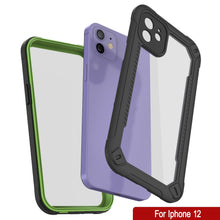Cargar imagen en el visor de la galería, iPhone 12 Waterproof IP68 Case, Punkcase [Green]  [Maximus Series] [Slim Fit] [IP68 Certified] [Shockresistant] Clear Armor Cover with Screen Protector | Ultimate Protection (Color in image: black)

