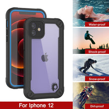 Cargar imagen en el visor de la galería, iPhone 12 Waterproof IP68 Case, Punkcase [Blue]  [Maximus Series] [Slim Fit] [IP68 Certified] [Shockresistant] Clear Armor Cover with Screen Protector | Ultimate Protection 

