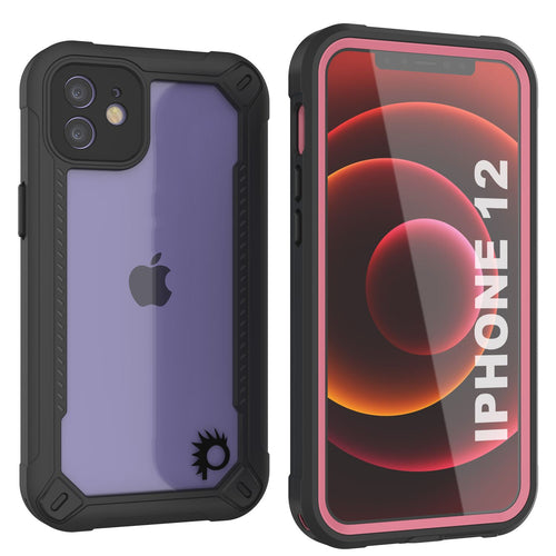 iPhone 12 Waterproof IP68 Case, Punkcase [pink]  [Maximus Series] [Slim Fit] [IP68 Certified] [Shockresistant] Clear Armor Cover with Screen Protector | Ultimate Protection (Color in image: pink)