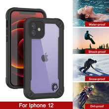 Cargar imagen en el visor de la galería, iPhone 12 Waterproof IP68 Case, Punkcase [Black]  [Maximus Series] [Slim Fit] [IP68 Certified] [Shockresistant] Clear Armor Cover with Screen Protector | Ultimate Protection 
