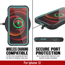 Cargar imagen en el visor de la galería, iPhone 12 Waterproof IP68 Case, Punkcase [teal]  [Maximus Series] [Slim Fit] [IP68 Certified] [Shockresistant] Clear Armor Cover with Screen Protector | Ultimate Protection (Color in image: black)
