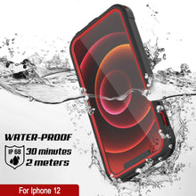 Cargar imagen en el visor de la galería, iPhone 12 Waterproof IP68 Case, Punkcase [red]  [Maximus Series] [Slim Fit] [IP68 Certified] [Shockresistant] Clear Armor Cover with Screen Protector | Ultimate Protection (Color in image: black)
