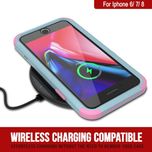 Punkcase for iPhone 8 Belt Clip Multilayer Holster Case [Patron Series] [Mint-Pink] 