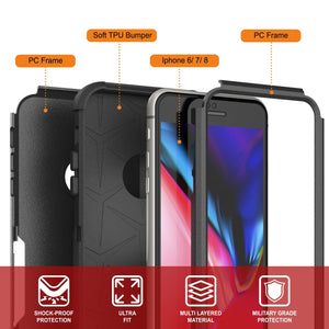 Punkcase for iPhone 8 Belt Clip Multilayer Holster Case [Patron Series] [Black] (Color in image: Mint)