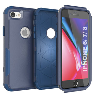 Punkcase for iPhone 7 Belt Clip Multilayer Holster Case [Patron Series] [Navy] 