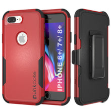 Cargar imagen en el visor de la galería, Punkcase for iPhone 8+ Plus Belt Clip Multilayer Holster Case [Patron Series] [Red-Black] (Color in image: Red-Black)
