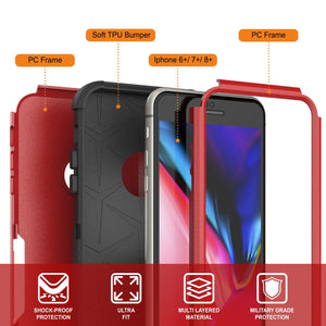 Punkcase for iPhone 7+ Plus Belt Clip Multilayer Holster Case [Patron Series] [Red-Black] (Color in image: Navy)