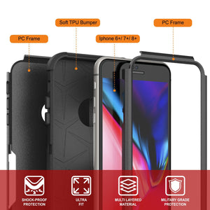 Punkcase for iPhone 8+ Plus Belt Clip Multilayer Holster Case [Patron Series] [Black] (Color in image: Mint)