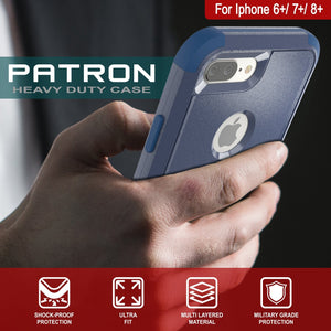 Punkcase for iPhone 7+ Plus Belt Clip Multilayer Holster Case [Patron Series] [Navy] (Color in image: Red-Black)
