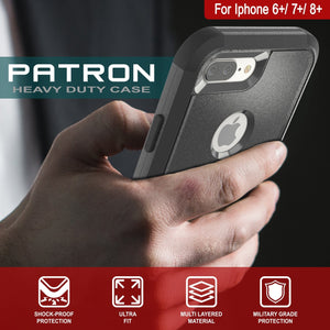 Punkcase for iPhone 8+ Plus Belt Clip Multilayer Holster Case [Patron Series] [Black] (Color in image: Red-Black)