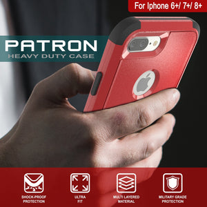 Punkcase for iPhone 8+ Plus Belt Clip Multilayer Holster Case [Patron Series] [Red-Black] (Color in image: Black)