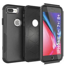 Cargar imagen en el visor de la galería, Punkcase for iPhone 8+ Plus Belt Clip Multilayer Holster Case [Patron Series] [Black] 
