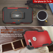 Cargar imagen en el visor de la galería, Punkcase for iPhone 8+ Plus Belt Clip Multilayer Holster Case [Patron Series] [Red-Black] 
