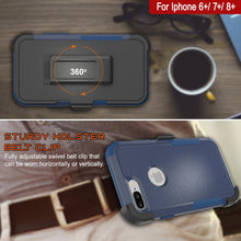 Cargar imagen en el visor de la galería, Punkcase for iPhone 8+ Plus Belt Clip Multilayer Holster Case [Patron Series] [Navy] 
