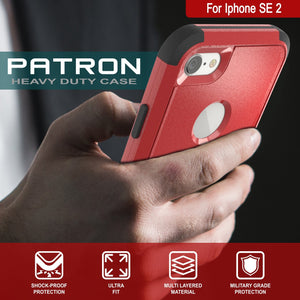 Punkcase for iPhone SE Belt Clip Multilayer Holster Case [Patron Series] [Red-Black] (Color in image: Black)