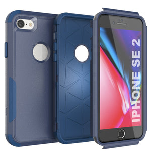 Punkcase for iPhone SE Belt Clip Multilayer Holster Case [Patron Series] [Navy] 