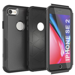 Punkcase for iPhone SE Belt Clip Multilayer Holster Case [Patron Series] [Black] 
