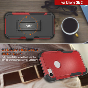 Punkcase for iPhone SE Belt Clip Multilayer Holster Case [Patron Series] [Red-Black] 