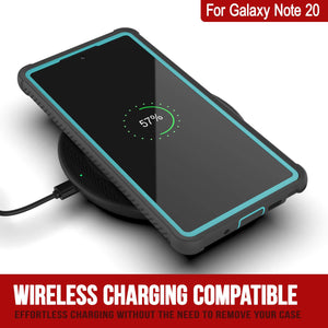 Punkcase Galaxy Note 20 Case, [Spartan Series] Teal Rugged Heavy Duty Cover W/Built in Screen Protector (Color in image: Light Green)