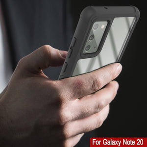 Punkcase Galaxy Note 20 Case, [Spartan Series] White Rugged Heavy Duty Cover W/Built in Screen Protector (Color in image: Black)