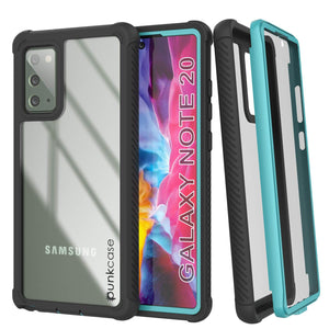 Punkcase Galaxy Note 20 Case, [Spartan Series] Teal Rugged Heavy Duty Cover W/Built in Screen Protector (Color in image: Light Blue)