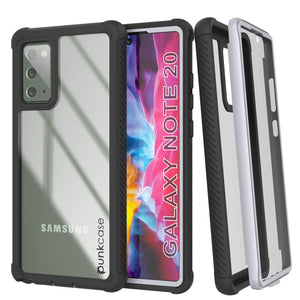 Punkcase Galaxy Note 20 Case, [Spartan Series] White Rugged Heavy Duty Cover W/Built in Screen Protector (Color in image: Light Blue)