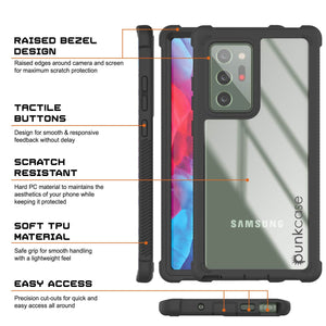 Punkcase Galaxy Note 20 Ultra Case, [Spartan Series] Clear Rugged Heavy Duty Cover W/Built in Screen Protector (Color in image: Pink)
