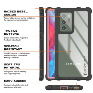 Punkcase Galaxy Note 20 Ultra Case, [Spartan Series] Pink Rugged Heavy Duty Cover W/Built in Screen Protector (Color in image: Black)