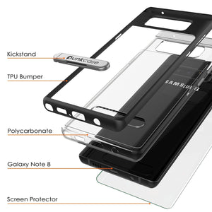 Galaxy Note 8 Case, PUNKcase [LUCID 3.0 Series] Armor Cover w/Integrated Kickstand [Black] (Color in image: Gold)