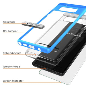 Galaxy Note 8 Case, PUNKcase [LUCID 3.0 Series] Armor Cover w/Integrated Kickstand [Blue] (Color in image: Red)