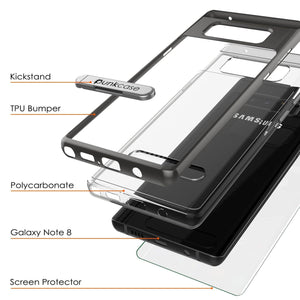 Galaxy Note 8 Case, PUNKcase [LUCID 3.0 Series] Armor Cover w/Integrated Kickstand [Grey] (Color in image: Gold)