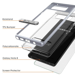Galaxy Note 8 Case, PUNKcase [LUCID 3.0 Series] Armor Cover w/Integrated Kickstand [Silver] (Color in image: Red)