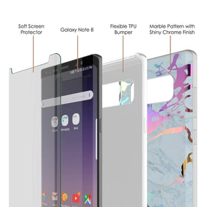 Punkcase Galaxy Note 8 Marble Case, Protective Full Body Cover W/PunkShield Screen Protector (Blue Marmo) (Color in image: Rose Mirage)